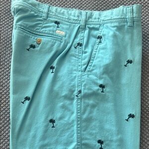 Izod Teal Palm Tree Print Men's Shorts